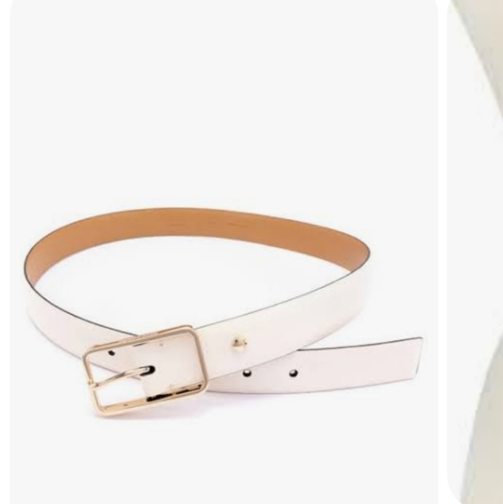 Kate Spade White Belt with Gold Embelishments